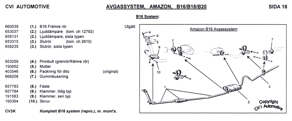 Amazon B16 avgassystem