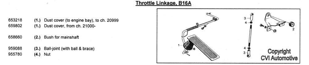 Throttle linkage Volvo Amazon B16